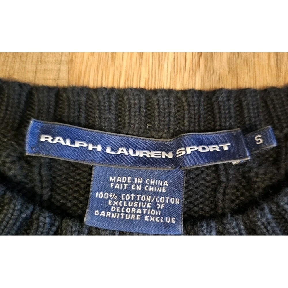 Polo Ralph Lauren Black Cable-Knit Sweater Women's Size S Preppy Pony Logo Y2K - Picture 4 of 5